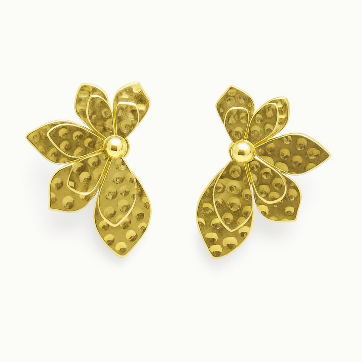 JOYAS LANDEROS - Aro Media Flor Enchapado en oro de 18k