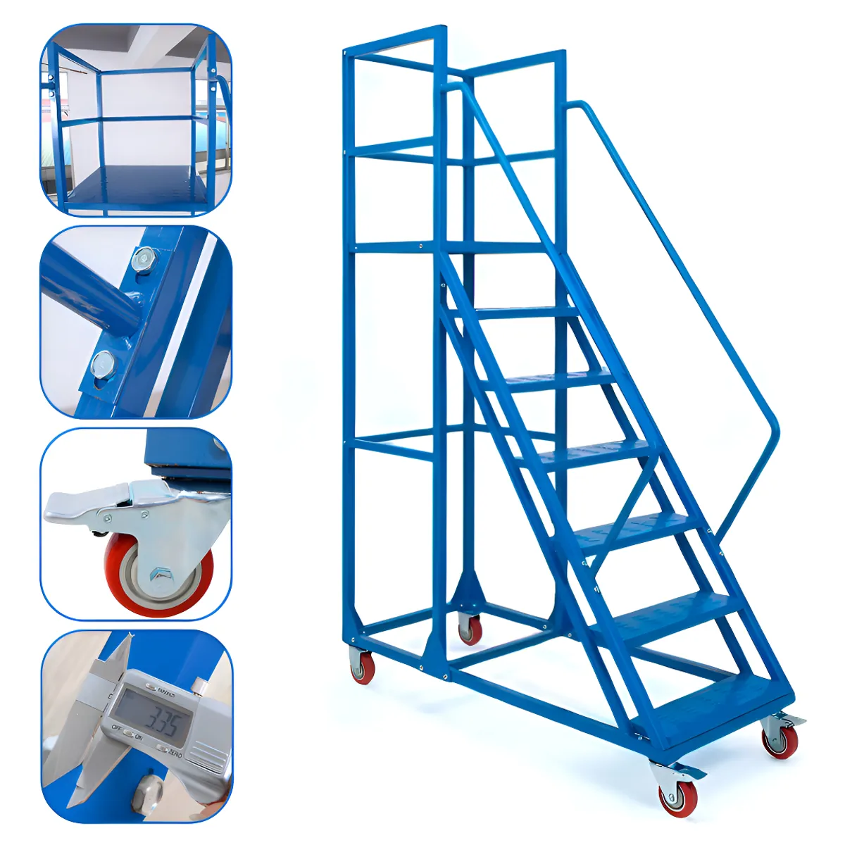 HOMEBRANDT - Escalera Industrial Tipo Avion Con Plataforma 1.5 m Soporta 450kg