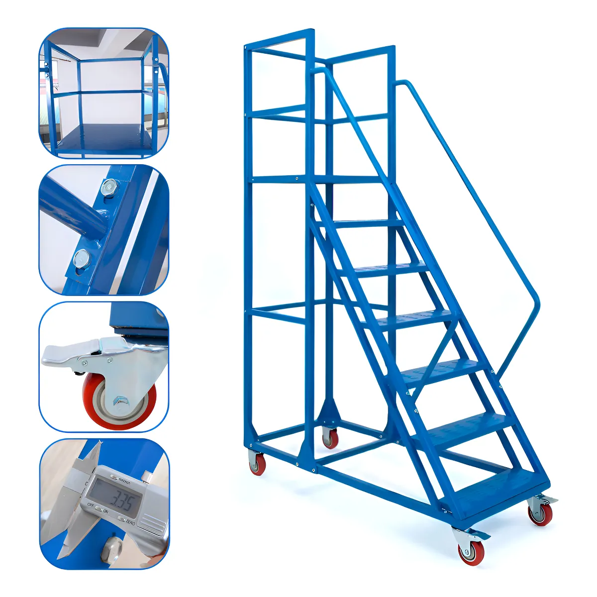 HOMEBRANDT - Escalera Industrial Tipo Avion Con Plataforma 1.5 m Soporta 450kg