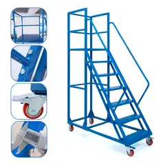 HOMEBRANDT - Escalera Industrial Tipo Avion Con Plataforma 1.5 m Soporta 450kg