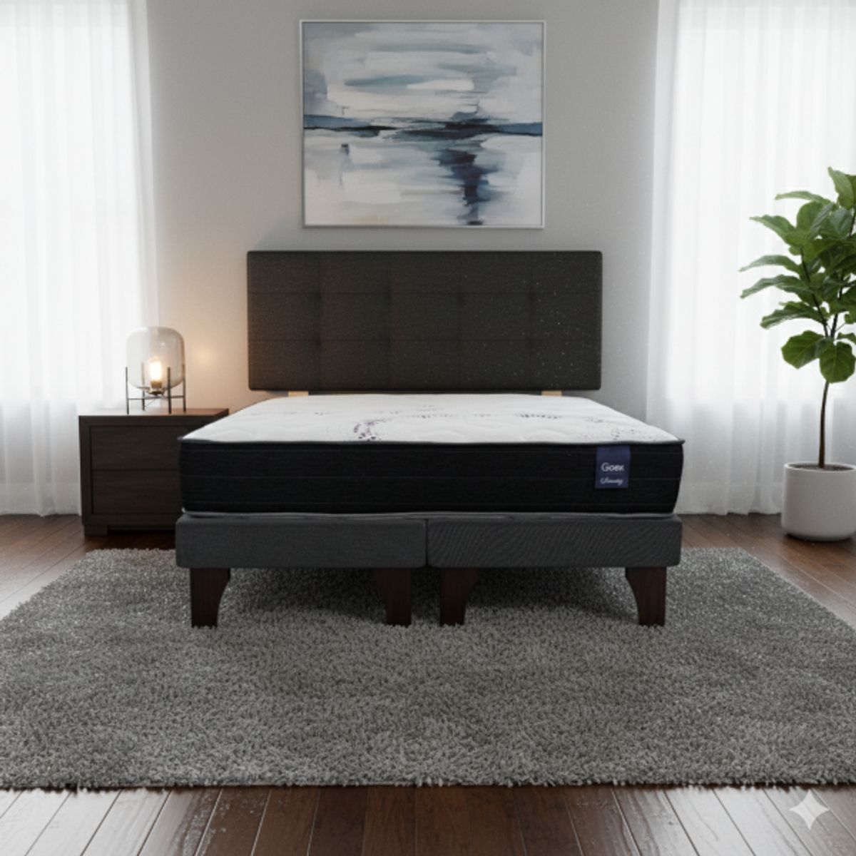 GAEX - Cama Europea 2 Plazas 190 Respaldo Ginebra