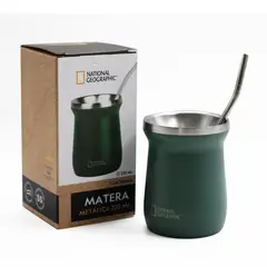NATIONAL GEOGRAPHIC - Matera Acero Inoxidable con Bombilla 230ml Verde