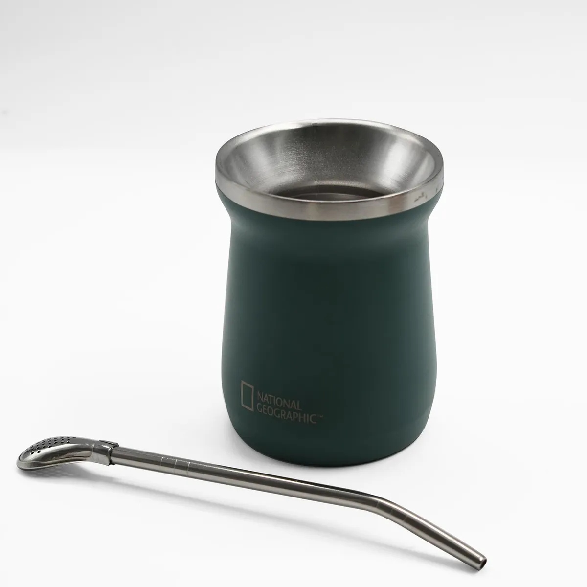 NATIONAL GEOGRAPHIC - Matera Acero Inoxidable con Bombilla 230ml Verde
