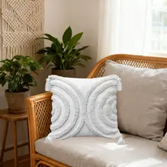 ANGELES DEL HOGAR - FUNDA DE COJIN BOHO TEJIDA DECORATIVA 45X45CM