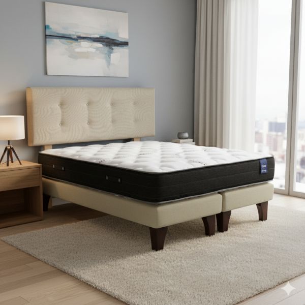 Cama Europea 2 Plazas 190 Respaldo Berna