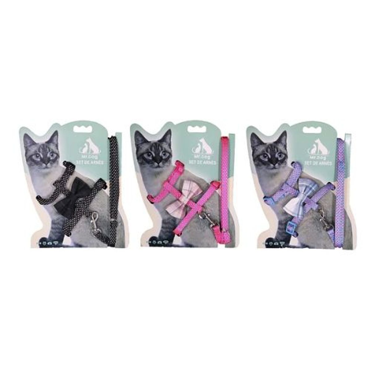 GENERICO - Set de arnés H harness con lazo para gato 10cm120cm Color Negro