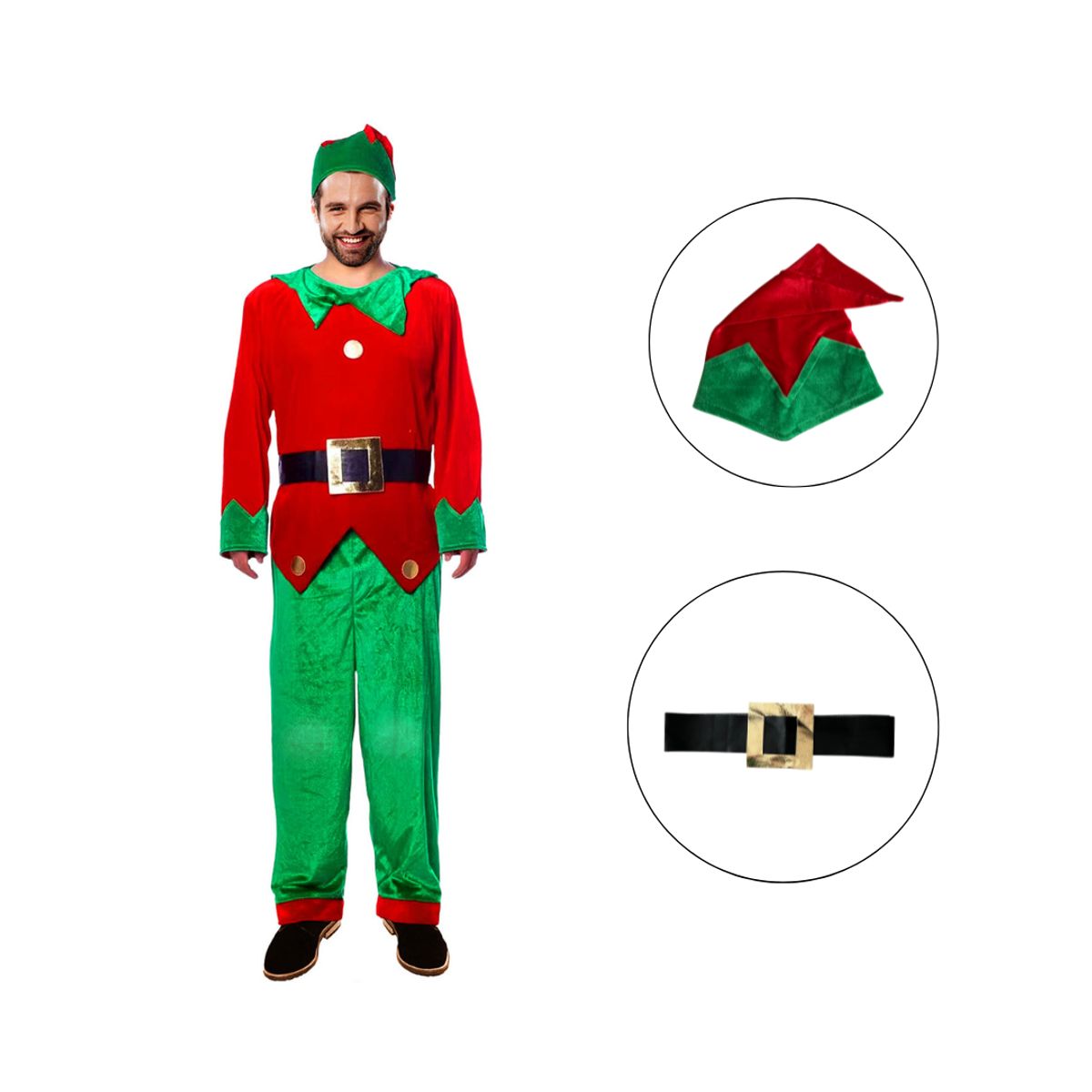 GENERICO - Disfraz Navidad Traje Elfo Hombre Adulto Navideño