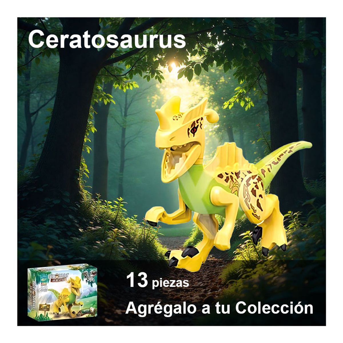 GENERICO - Dinosaurio del Jurásico con Bloques Construcción - Ceratosaurus 13 piezas