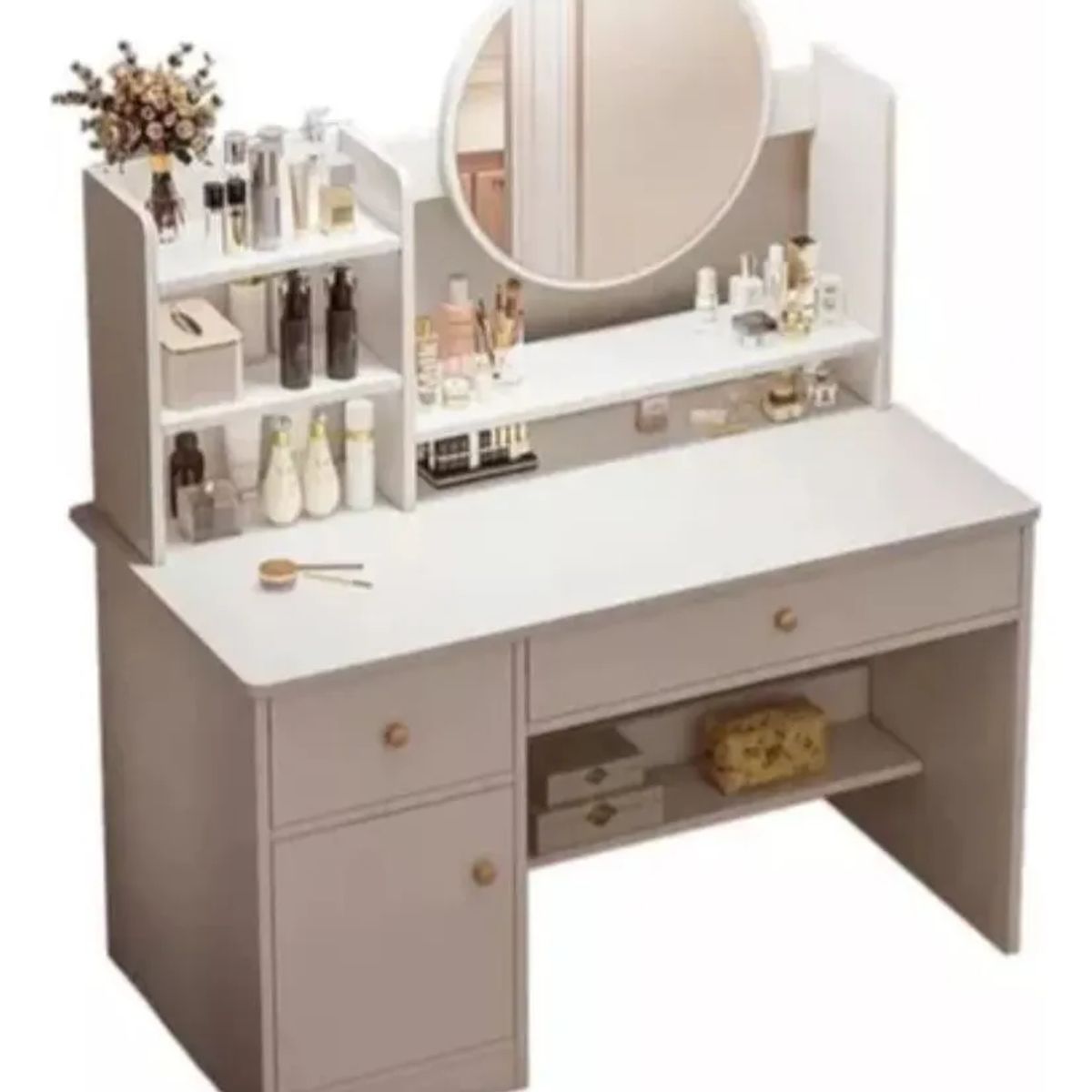 GENERICO - TOCADOR MODERNO MADERA 3 GAVETAS CON ESPEJO LED