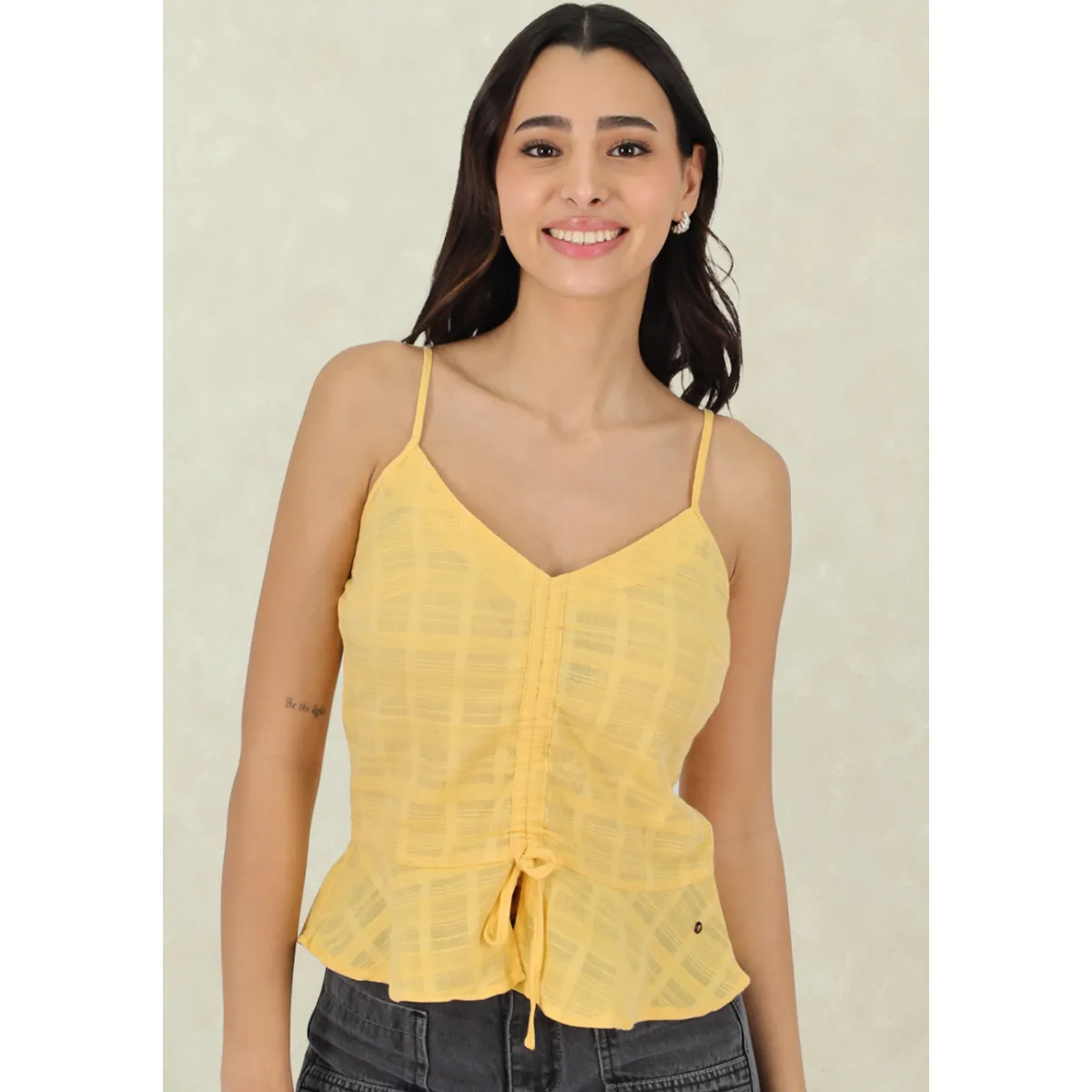 TENTATION - Top Lino Ajustable Amarillo Tentation