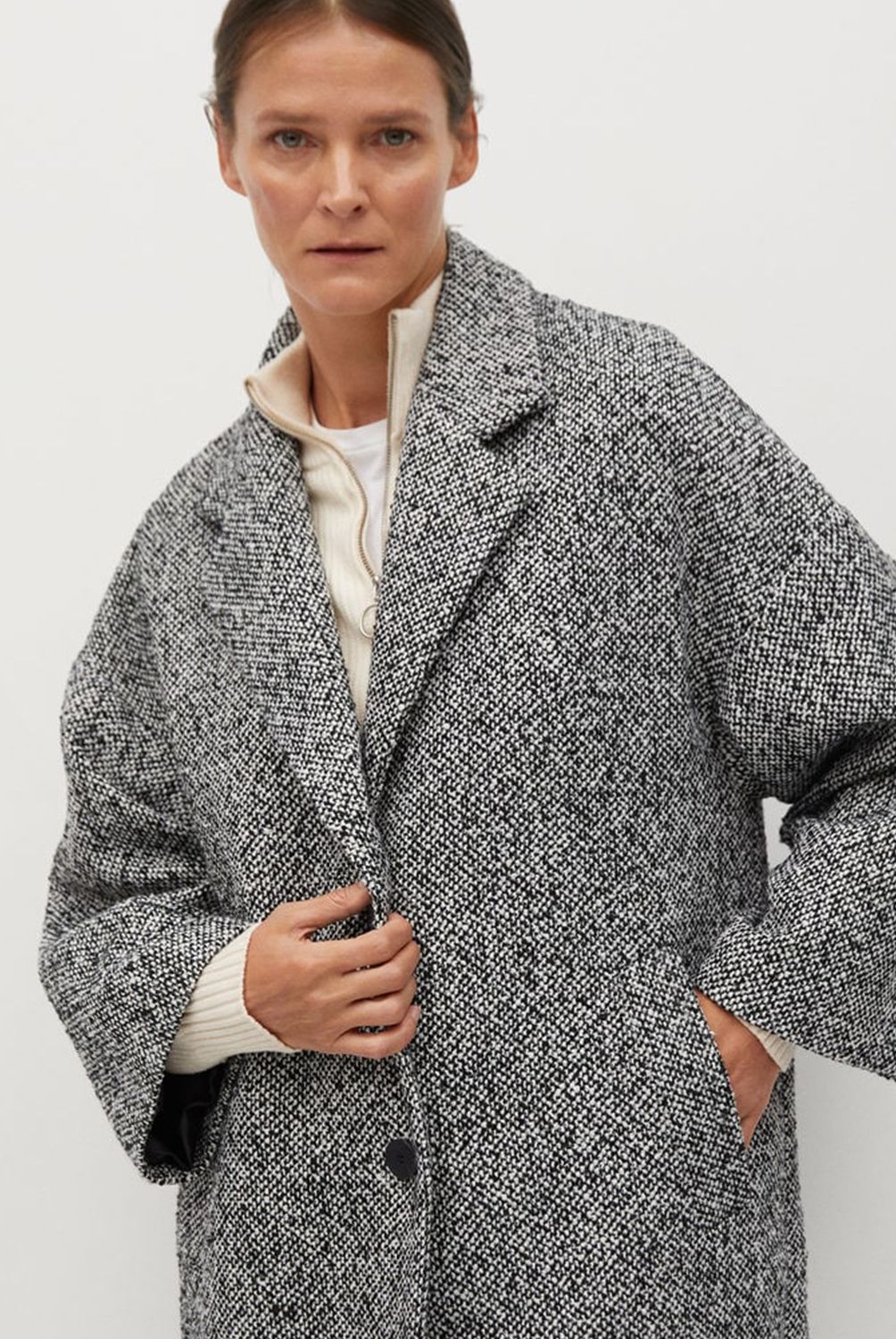 MANGO - Abrigo Tejido Con Lana Oversize Gauguin Mujer