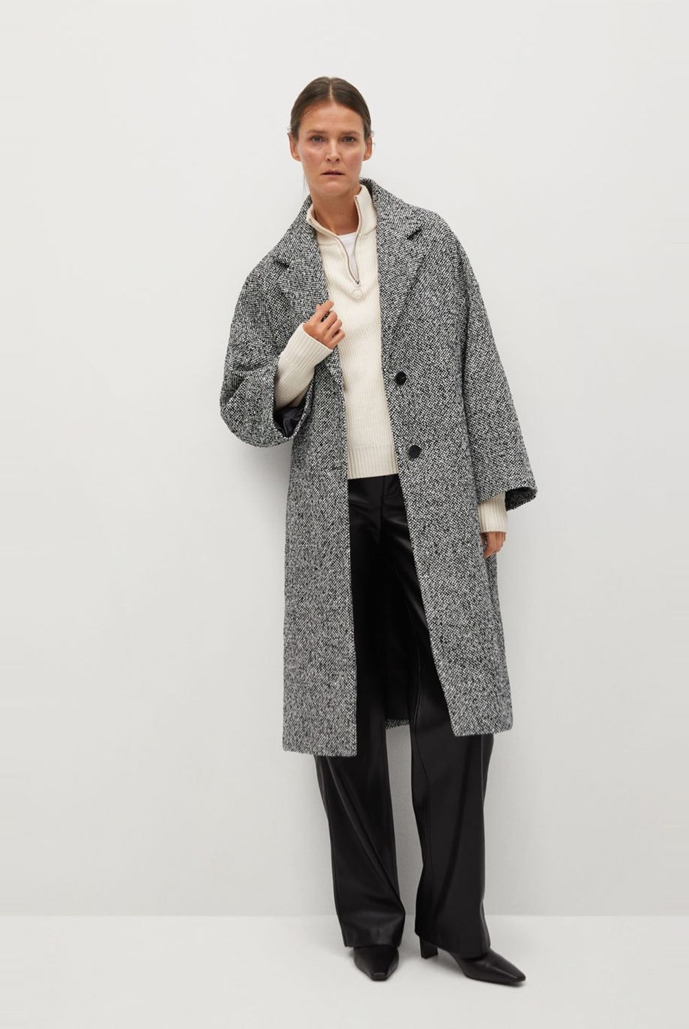 MANGO - Abrigo Tejido Con Lana Oversize Gauguin Mujer