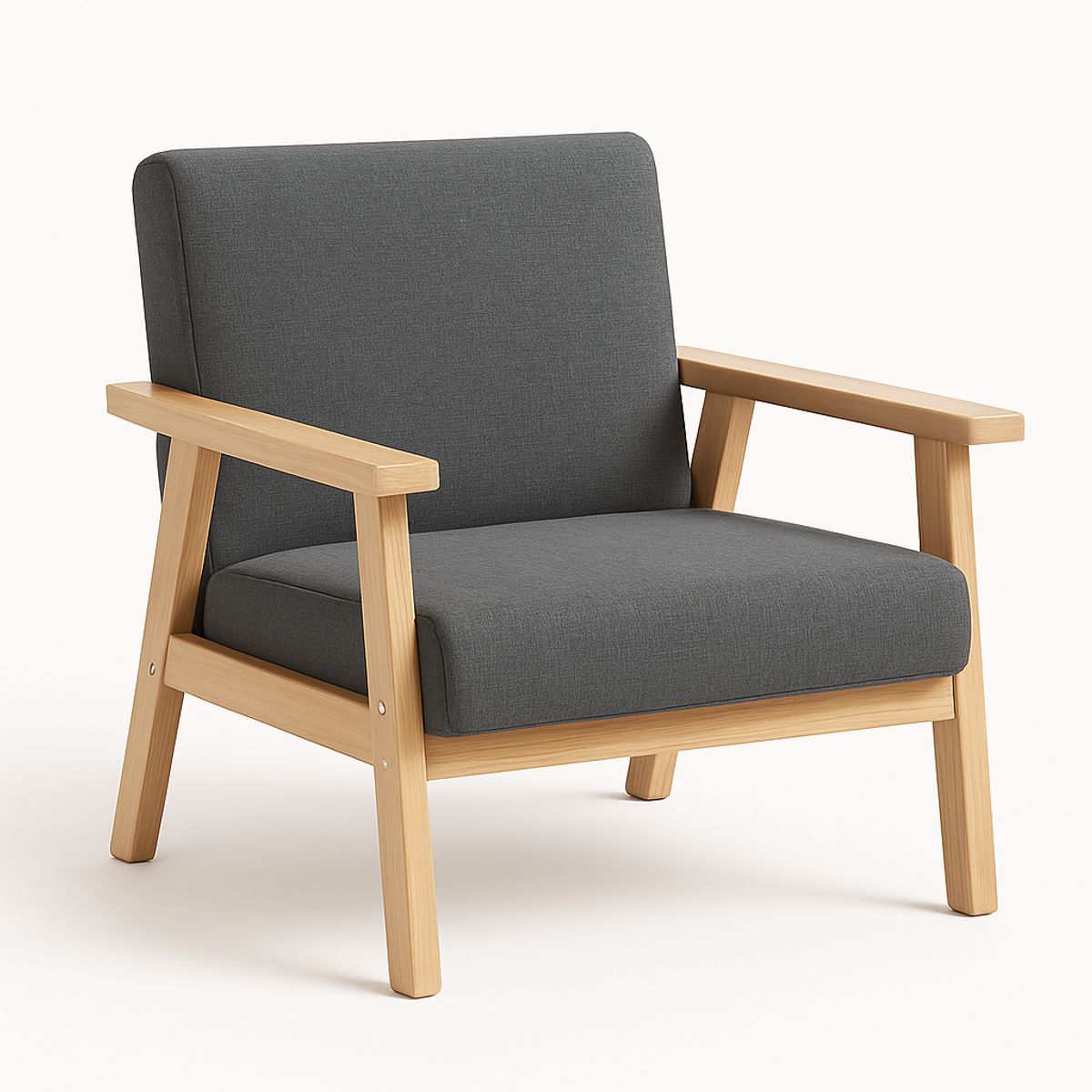 SPACE HOME - Poltrona Madera Reims Gris Oscuro 64×60×71 cm  Diseño Nórdico