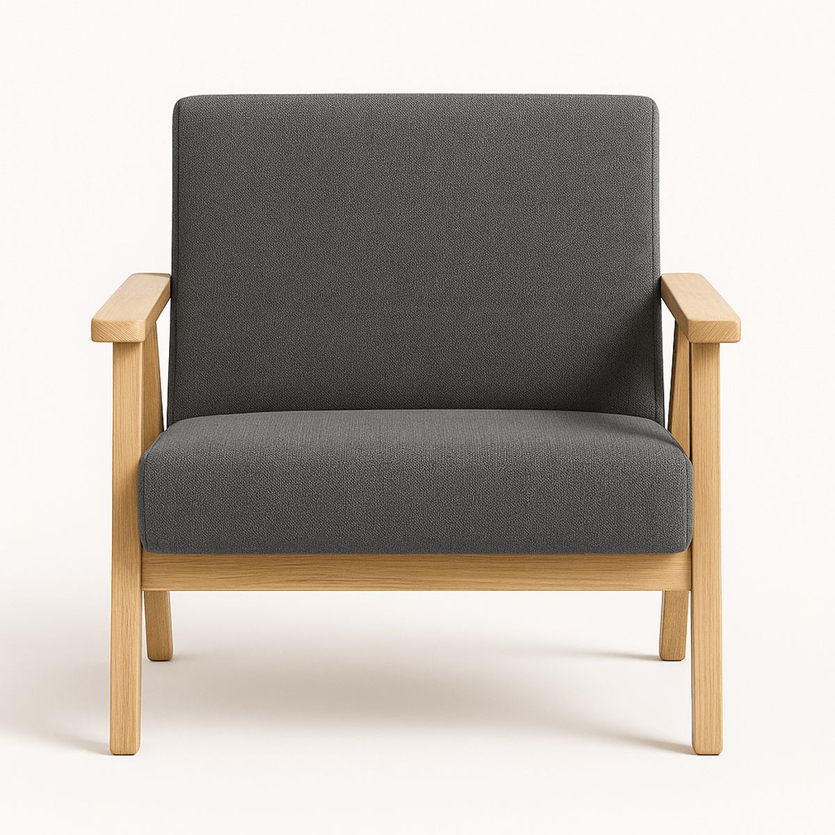 SPACE HOME - Poltrona Madera Reims Gris Oscuro 64×60×71 cm  Diseño Nórdico