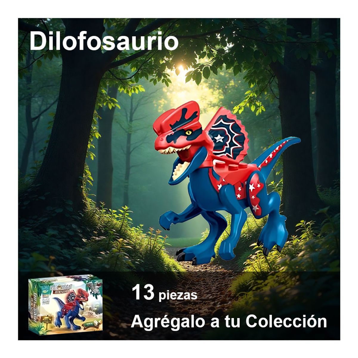 GENERICO - Dinosaurio del Jurásico con Bloques Construcción - Dilofosaurio 13 piezas