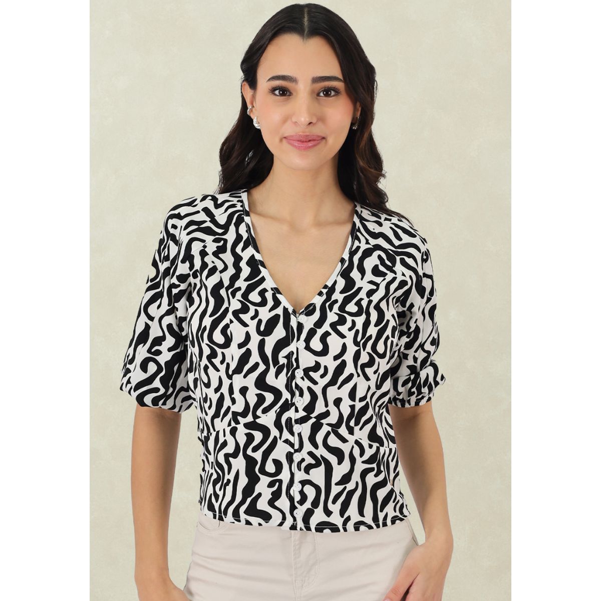 TENTATION - Blusa Manga 3/4 Estampada  Black Tentation