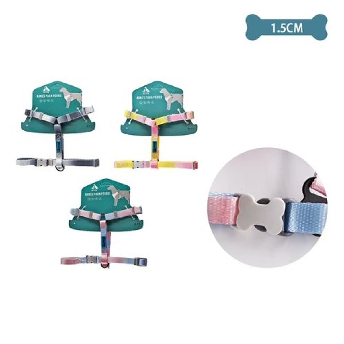 GENERICO - Arnés H harness para mascotas 15cm Color Rosa