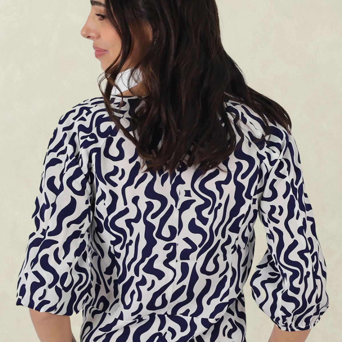TENTATION - Blusa Manga 3/4 Estampada  Azul Tentation