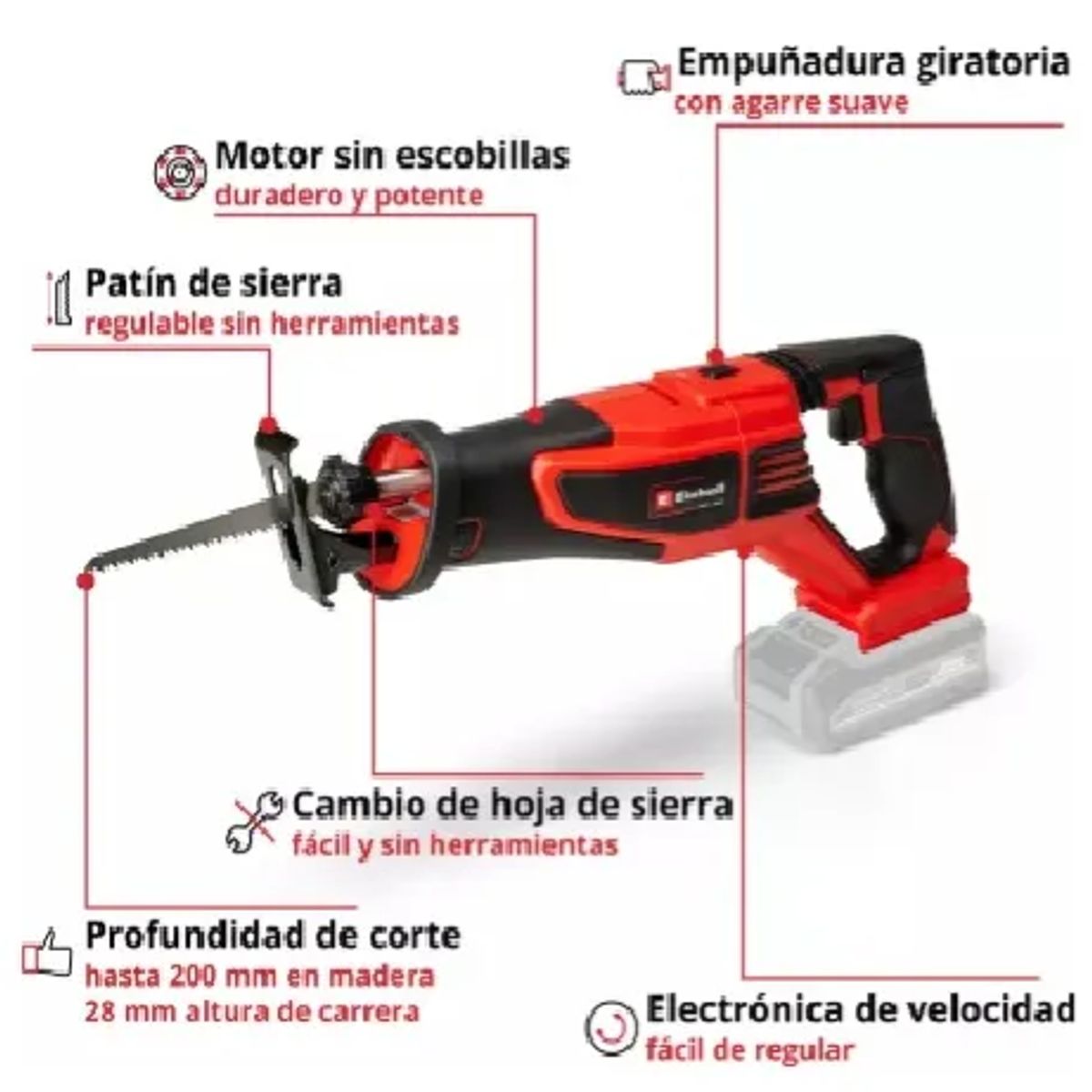 EINHELL - Sierra Sable Eléctrica Einhell Te-ap 18/28 Li + 1 Kit Bat2.5