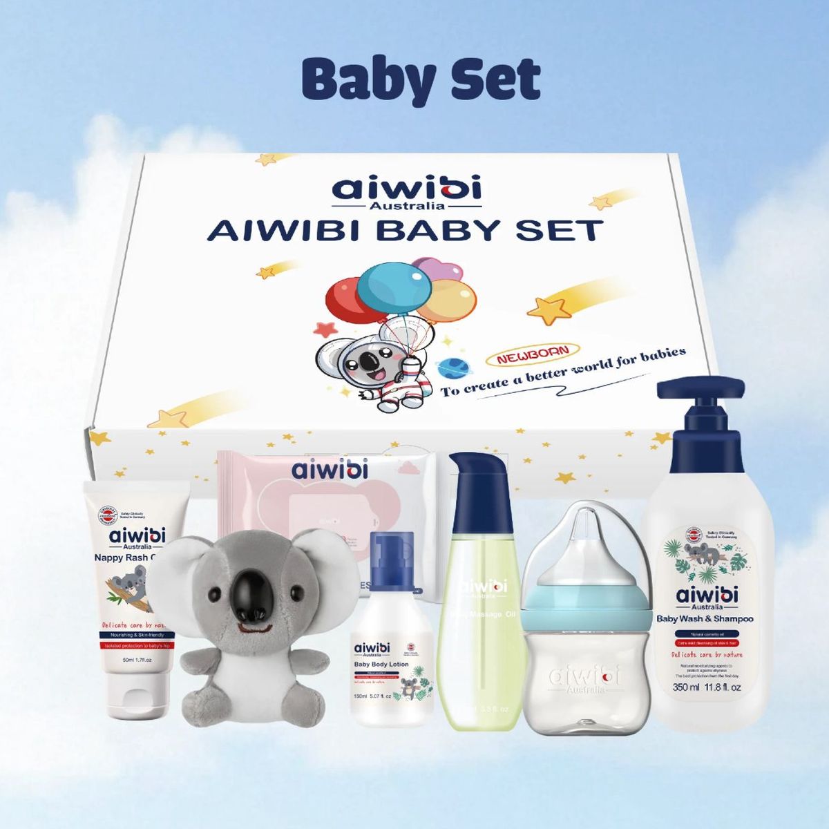 AIWIBI - Set De Regalo Cuidado Del Recién Nacido Baby Aiwibi CELESTE