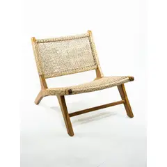 NECTAR - Silla Marlboro de Teca y Rattan Diseño Natural Estilo Boho sin Apoya Brazos