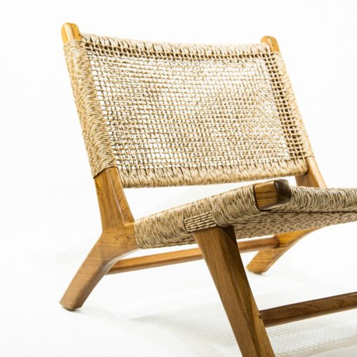 NECTAR - Silla Marlboro de Teca y Rattan  Diseño Natural Estilo Boho sin Apoya  Brazos