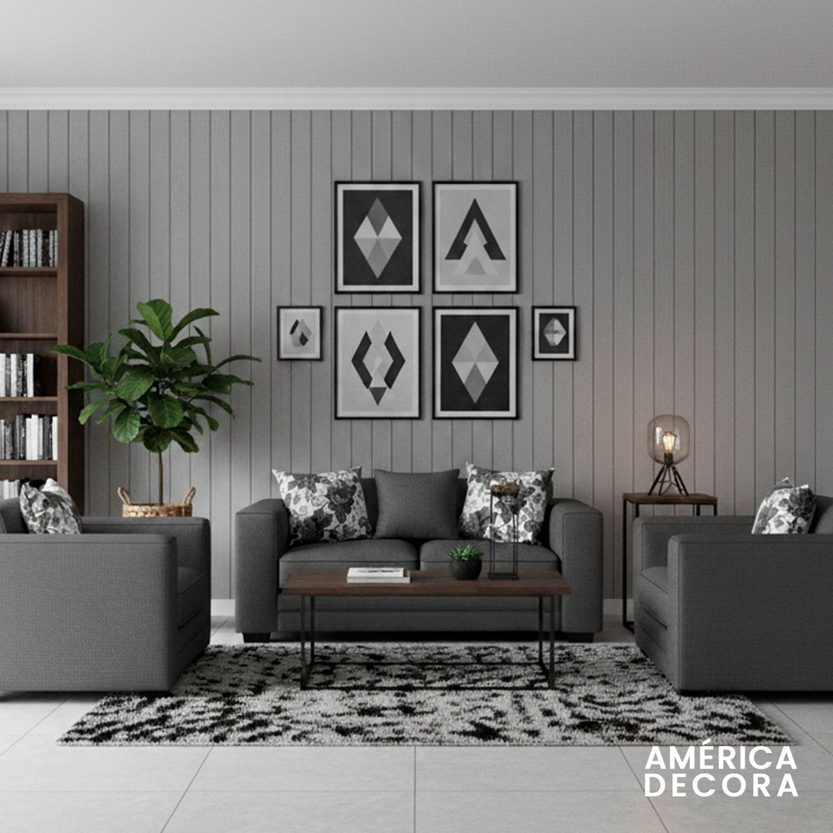 AMERICA DECORA - Living 5 Cuerpos 3+1+1 XL Con Resorte Estructural Palazzo Chenille