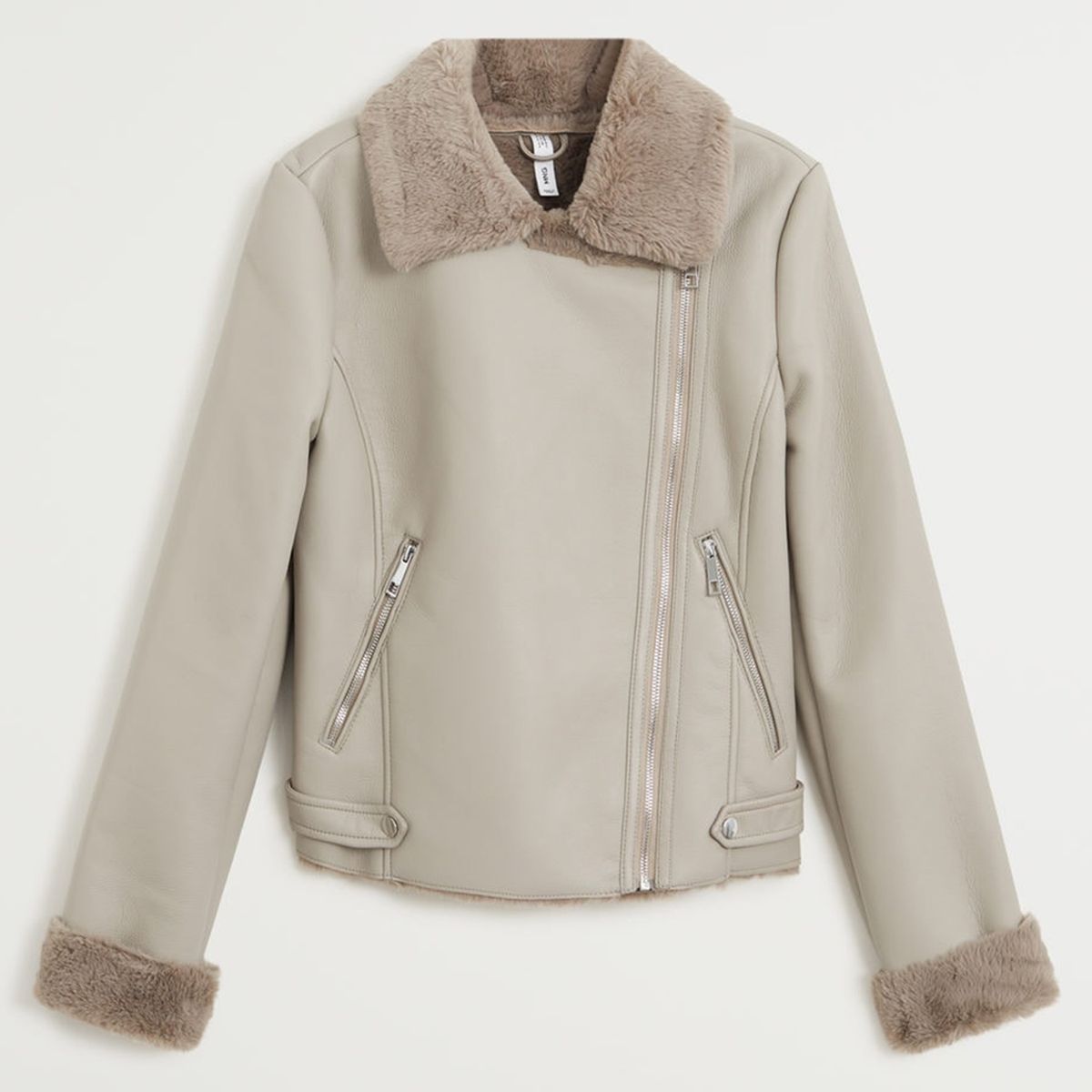 MANGO - Chaqueta Biker Tejido De Pelo Cadi Mujer