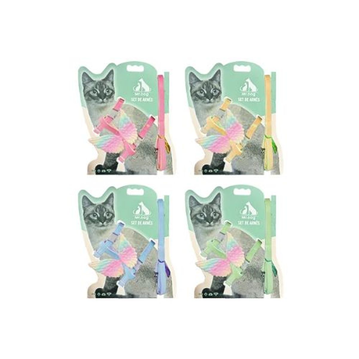 GENERICO - Set de arnés H harness con alas para gato 10cm120cm Color Rosa