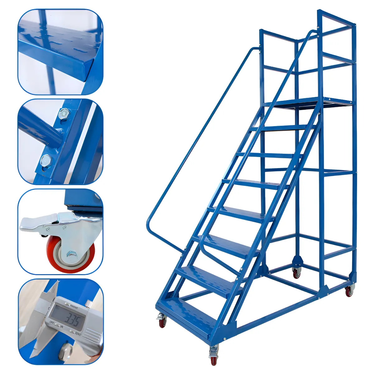HOMEBRANDT - Escalera Industrial Tipo Avion De 7 Peldaños De 1.85 m 550kg