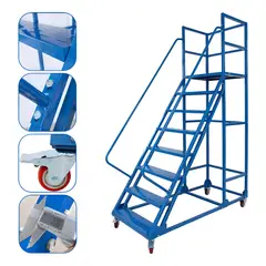 HOMEBRANDT - Escalera Industrial Tipo Avion De 7 Peldaños De 1.85 m 550kg