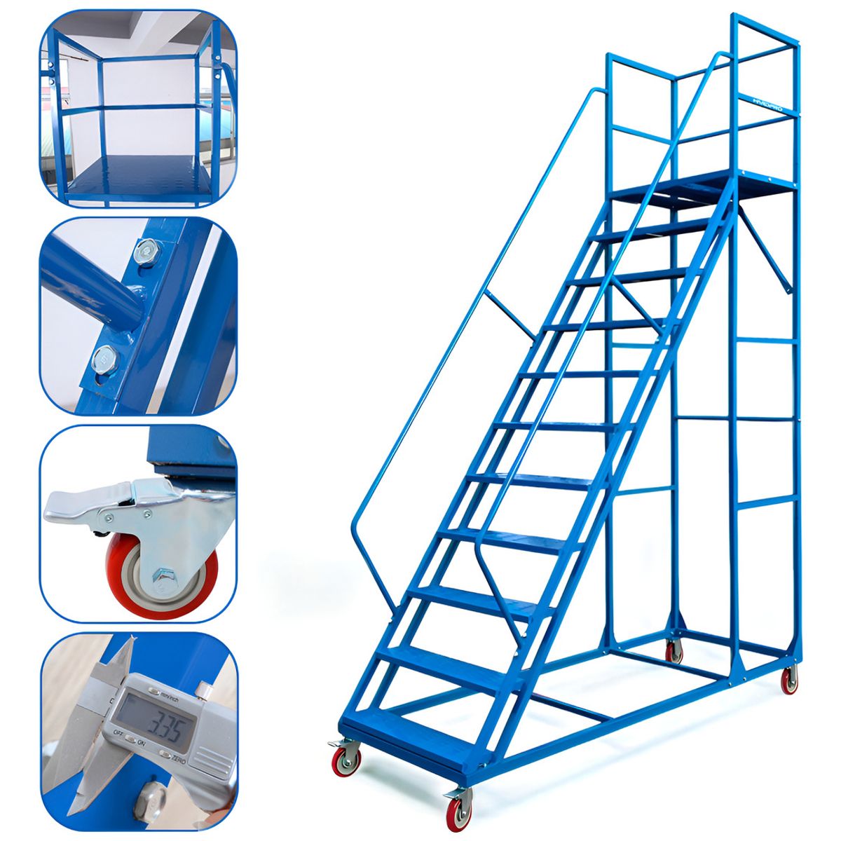 HOMEBRANDT - Escalera Industrial Tipo Avión De 10 Peldaños Con Plataforma De  2.5 m 550kg