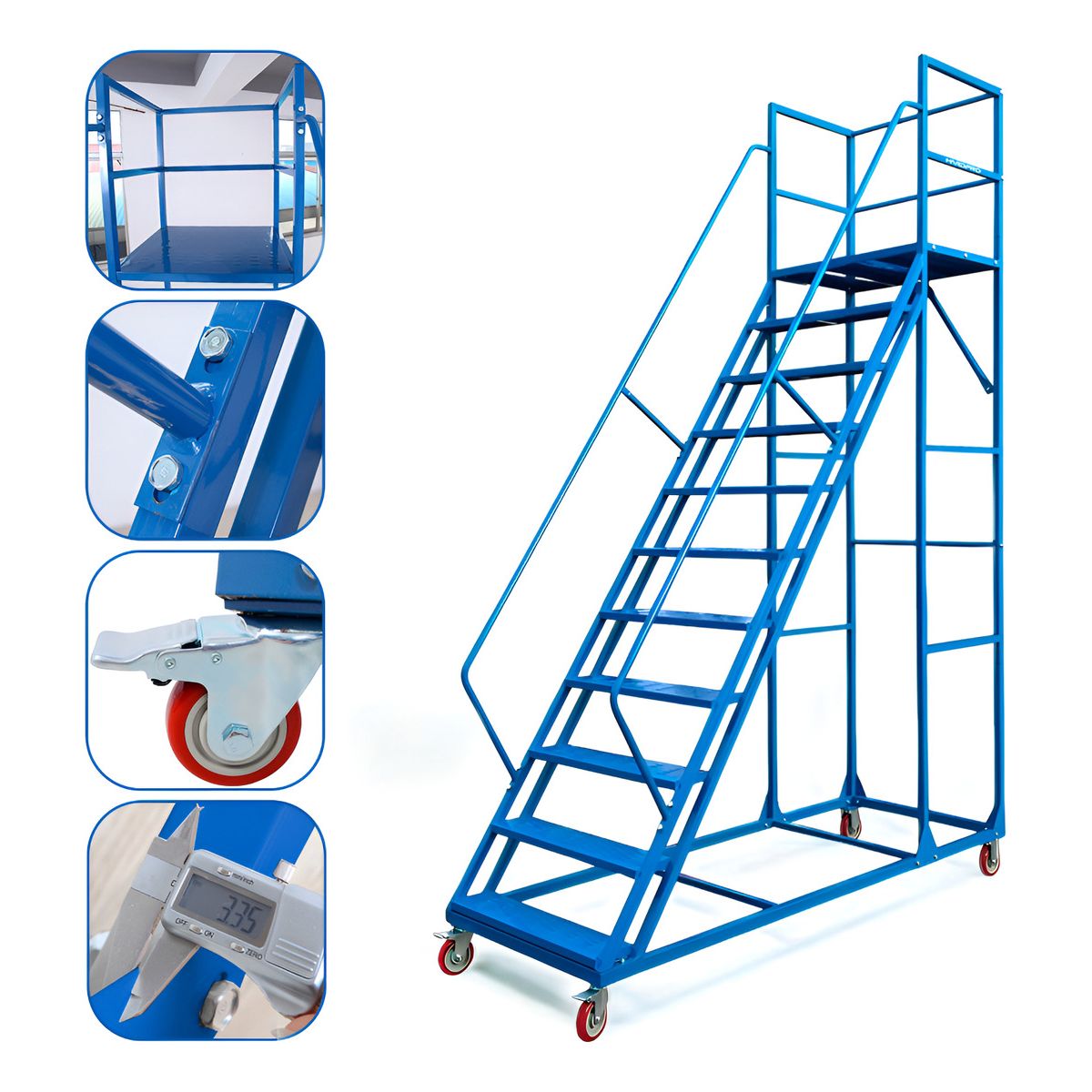 HOMEBRANDT - Escalera Industrial Tipo Avión De 10 Peldaños Con Plataforma De  2.5 m 550kg
