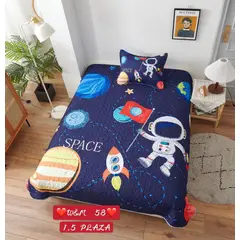 GENERICO - COBERTOR DE VERANO QUILT DE PLAZA Y MEDIA CON DISEÑO