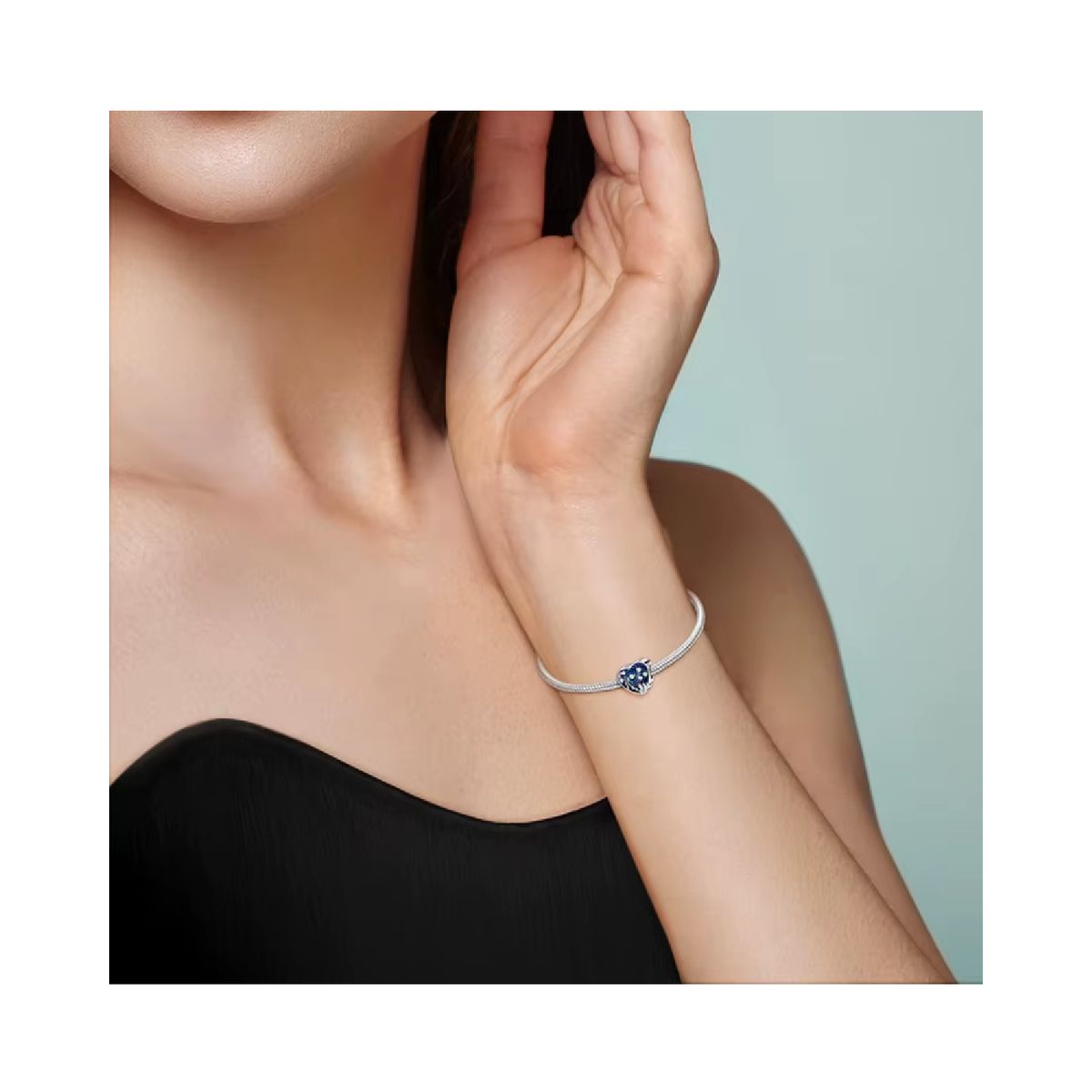 SILVER HEART - Charm Corazón Noche Estrellada en Plata Fina 925 SILVER HEART