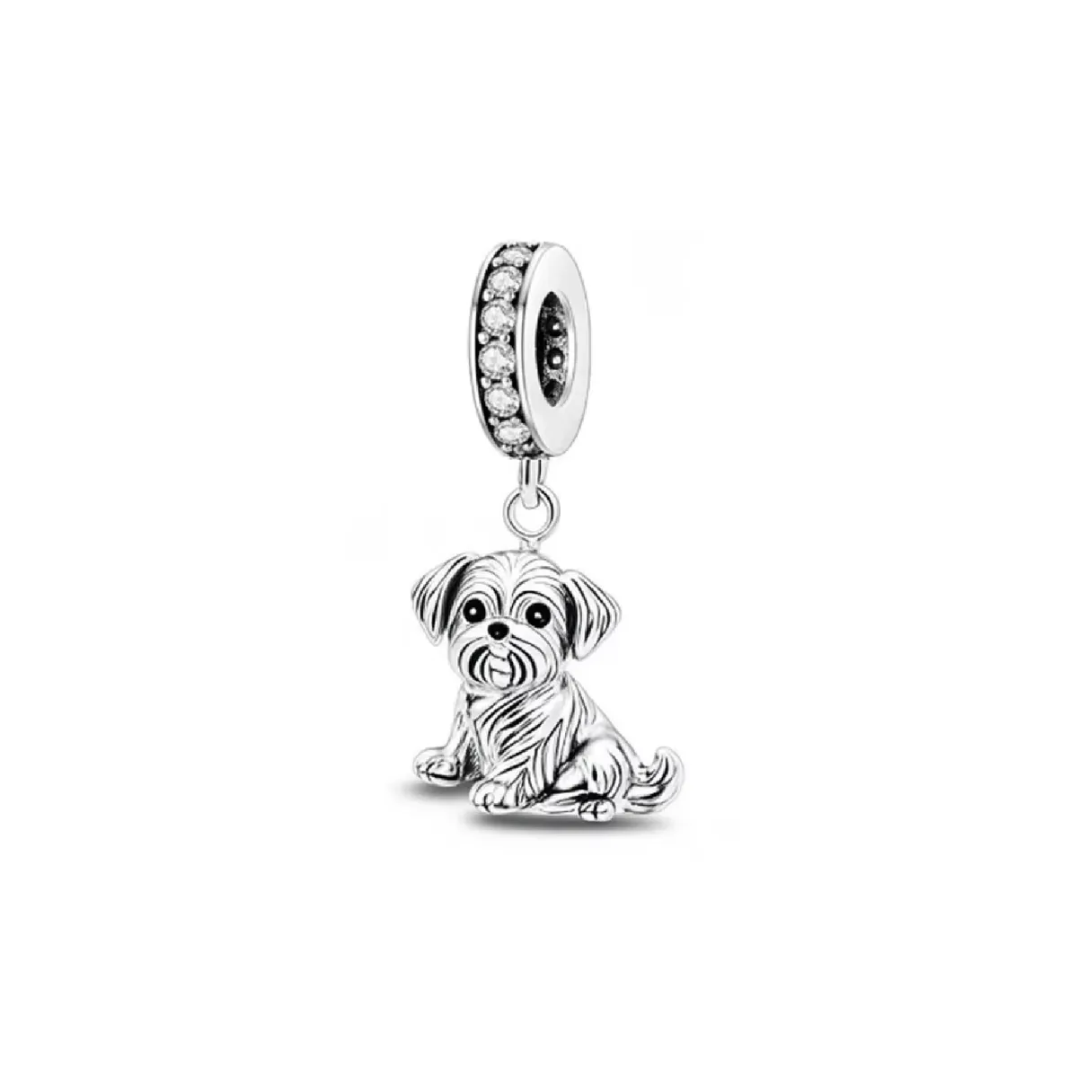 SILVER HEART - Charm Perro Cachorro Shih Tzu en Plata Fina 925 SILVER HEART