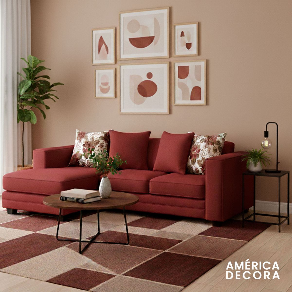 AMERICA DECORA - Sofá Seccional Izquierdo 4 Cuerpos XL Con Resorte Estructural Palazzo Chenille