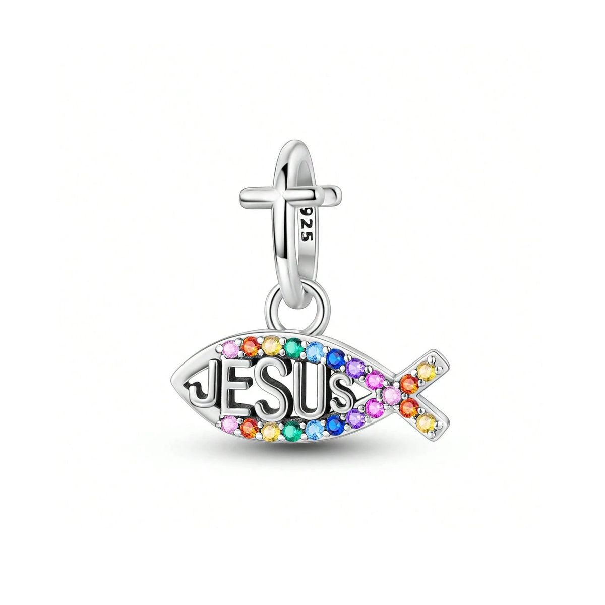 SILVER HEART - Charm I Love Jesus (amor Por Jesus) en Plata Fina 925 SILVER HEART
