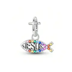 SILVER HEART - Charm I Love Jesus (amor Por Jesus) en Plata Fina 925