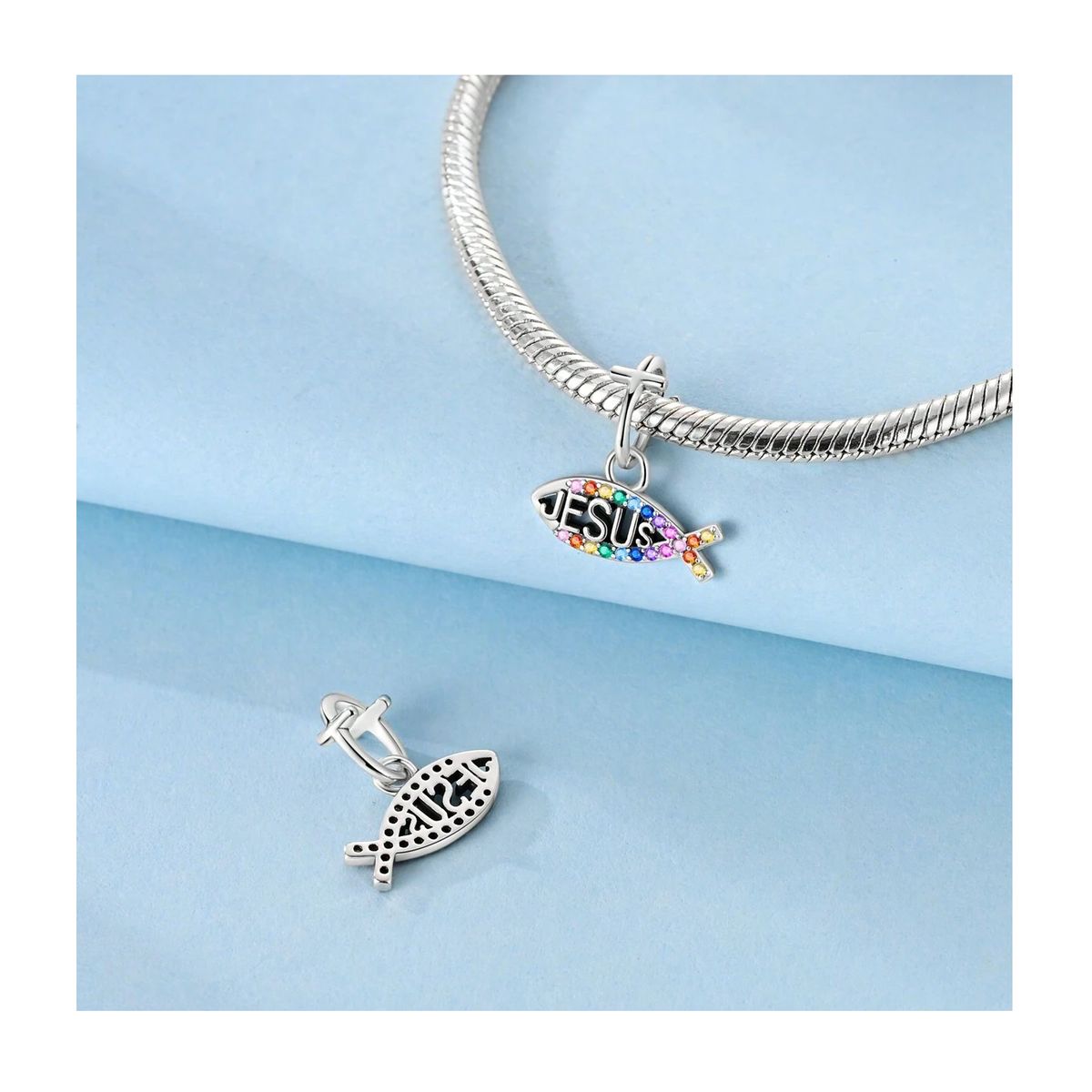 SILVER HEART - Charm I Love Jesus (amor Por Jesus) en Plata Fina 925 SILVER HEART