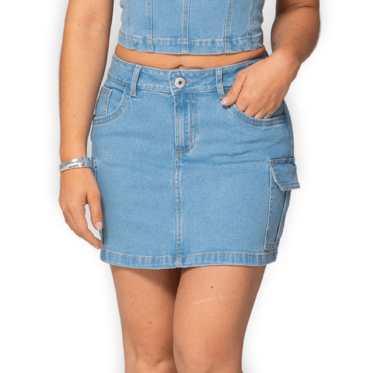 TRUCCOS JEANS - Mini Falda Cargo Azul Claro Mujer  Colombiana T17035155