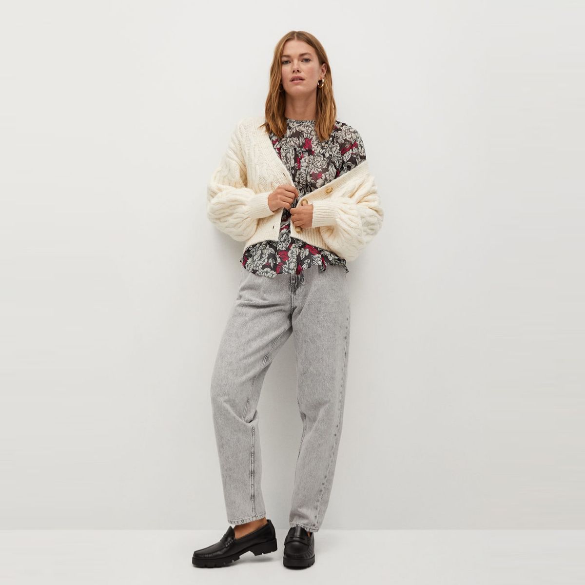 MANGO - Blusa Fluida Plisada Manga Globo Julia Mujer