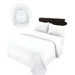 GENERICO - JUEGO DE SABANAS DE 500 HILOS 2 PLAZAS BLANCO