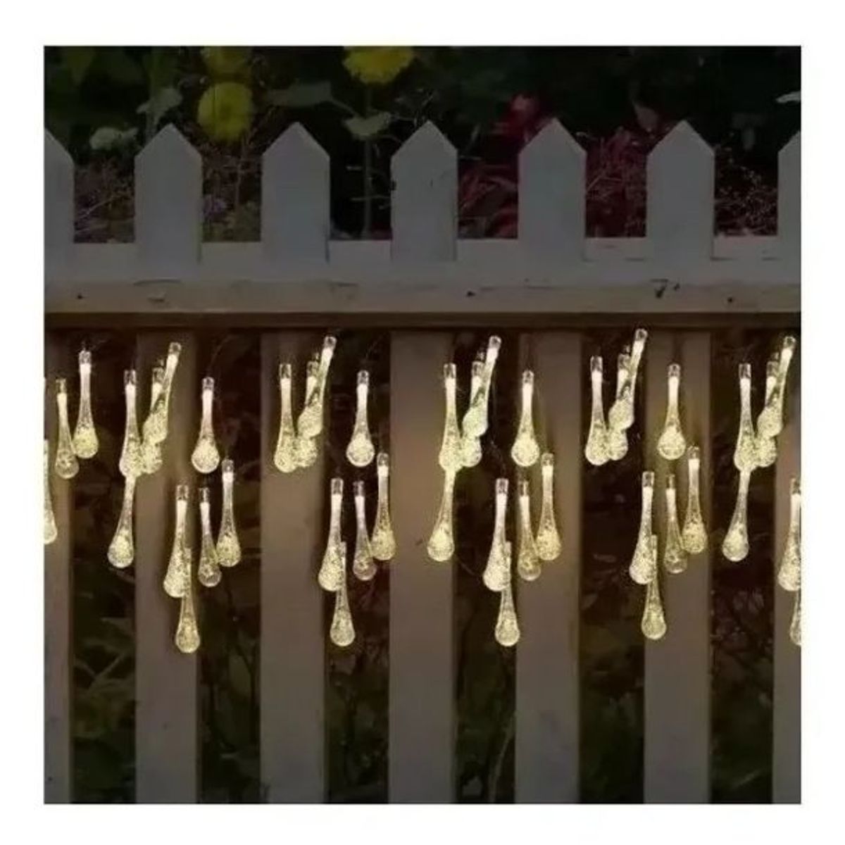 GENERICO - Luces Navidad Guirnalda Luces Exterior Amarillo Cascada Solares Hada Gotas 6m Luces Decorativas