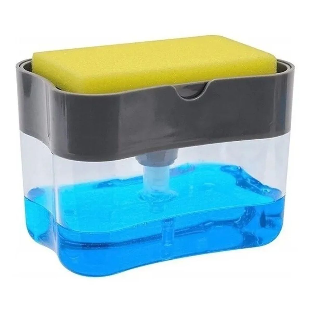 GENERICO - Dispensador De Lava Lozas Manual Con Esponja Con Recipiente Gris