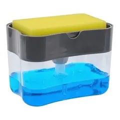 GENERICO - Dispensador De Lava Lozas Manual Con Esponja Con Recipiente Gris