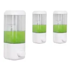 GENERICO - 3 X Dispensador Jabón Líquido Gel Shampoo 500 Ml Baño Cocina Blanco