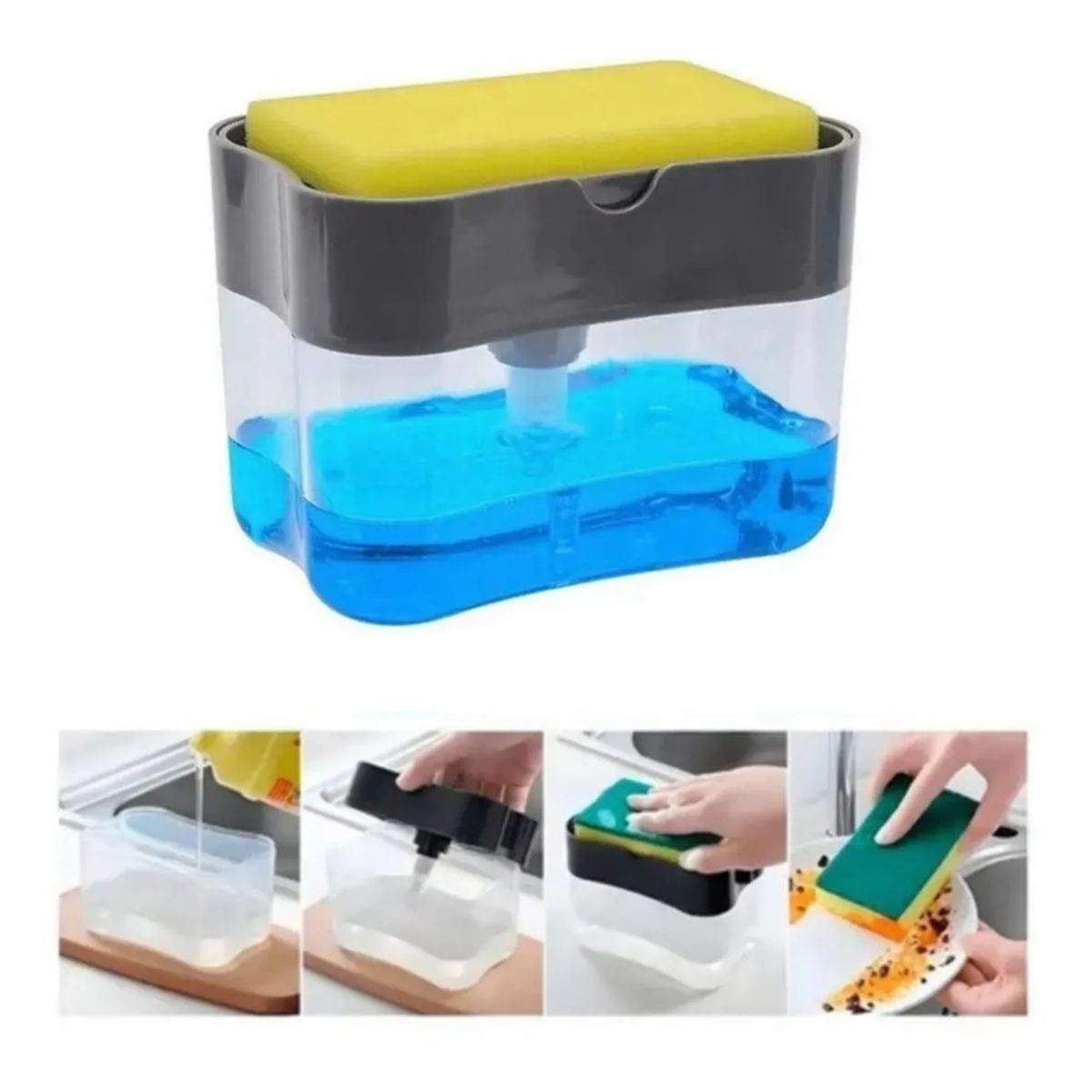 GENERICO - Dispensador De Jabon Manual  Lavaloza jabón Líquido Manual Gris