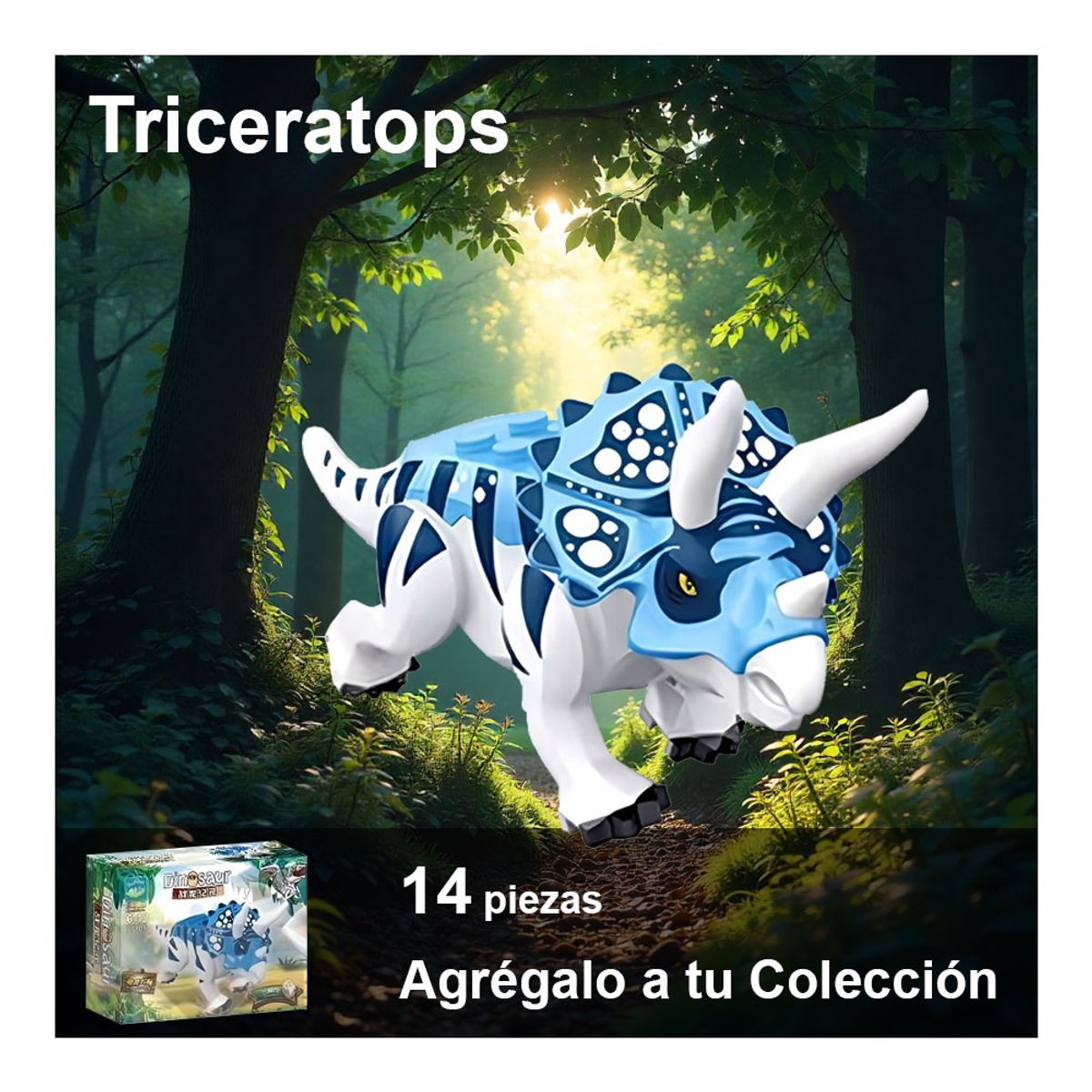 GENERICO - Dinosaurio del Jurásico con Bloques Construcción - Triceratops 14 piezas