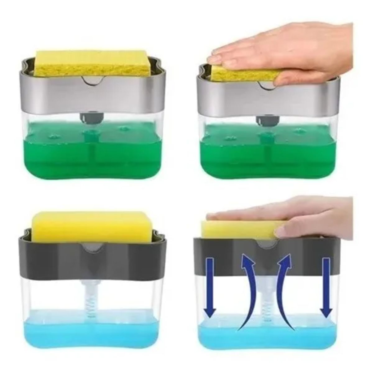 GENERICO - Pack 2 Dispensador De Lavalozas Manual Esponja Y Recipiente